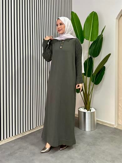 Nehir Triko Elbise - Haki