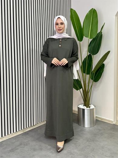 Nehir Triko Elbise - Haki