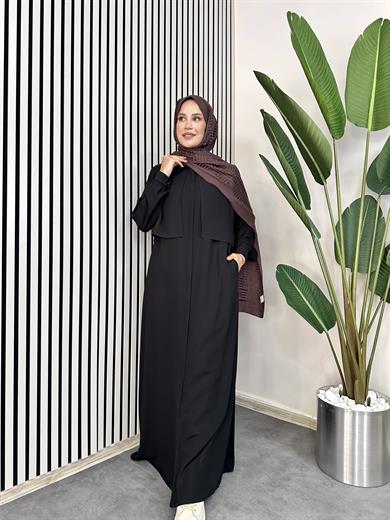 Rüzgarlıklı Ferace - Siyah