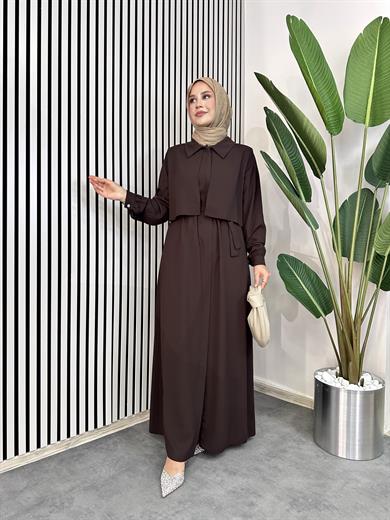 Rüzgarlıklı Ferace - Kahve