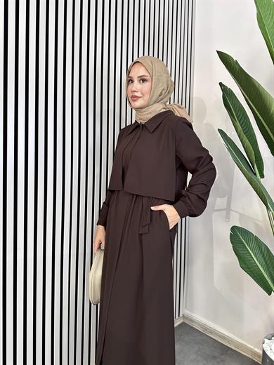 Rüzgarlıklı Ferace - Kahve