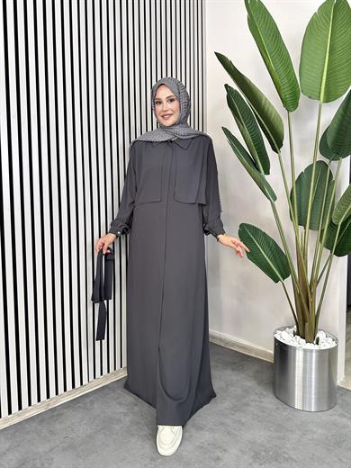 Rüzgarlıklı Ferace - Füme