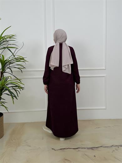 Sade Kışlık Ferace - Mürdüm