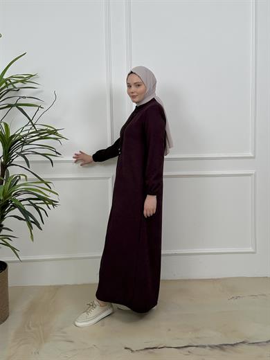 Sade Kışlık Ferace - Mürdüm