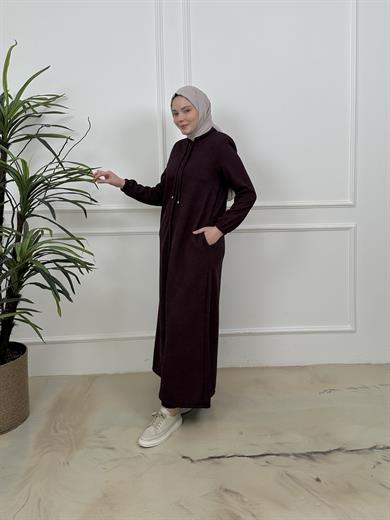 Sade Kışlık Ferace - Mürdüm