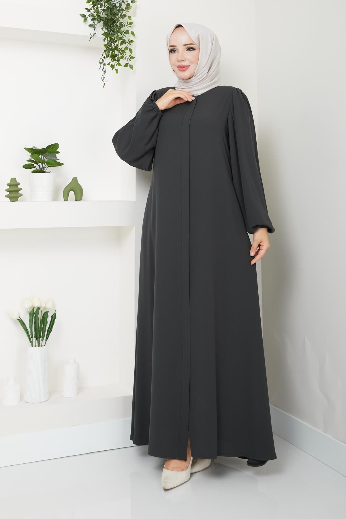 Omuz Pileli Ferace - Füme