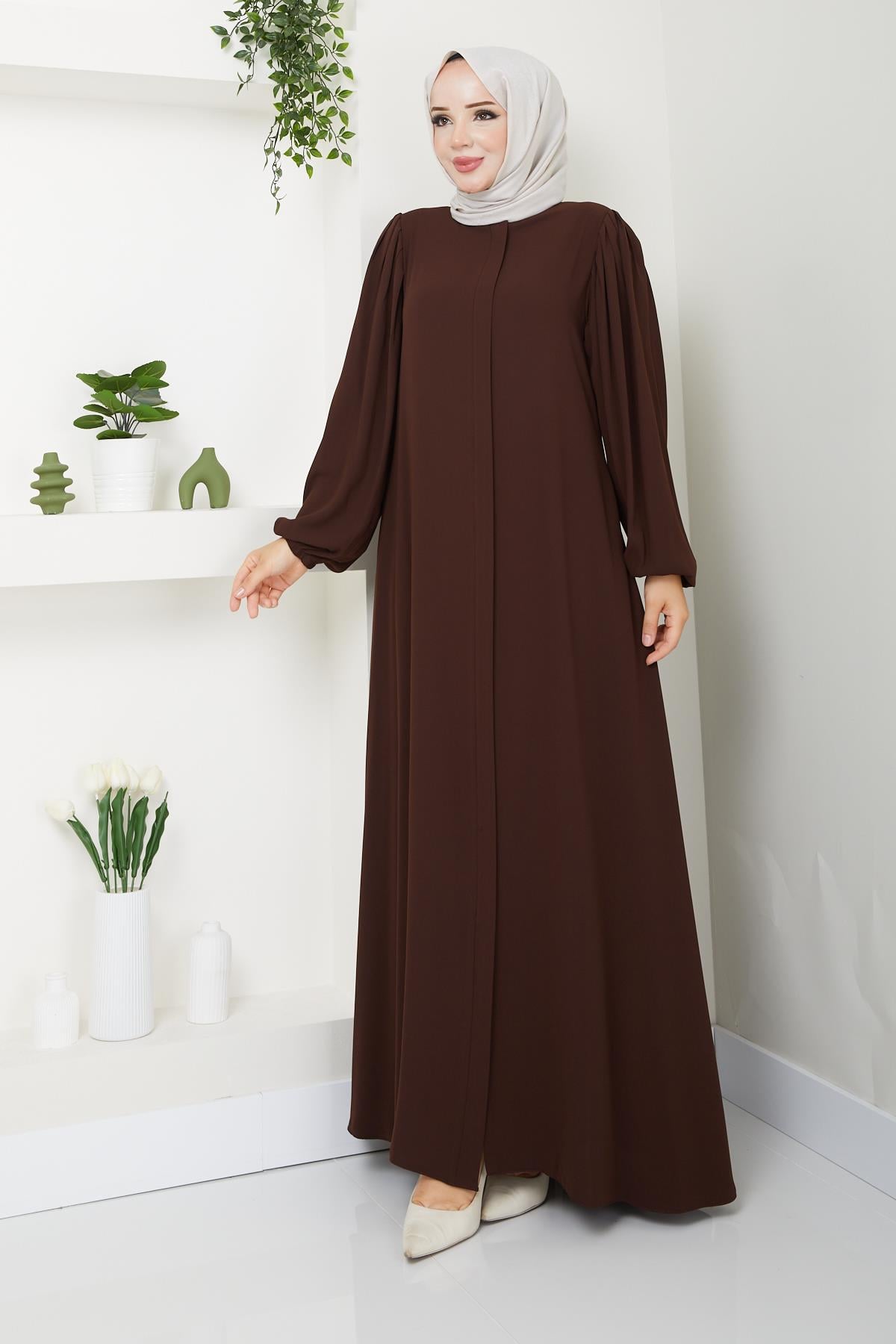 Omuz Pileli Ferace - Acı Kahve