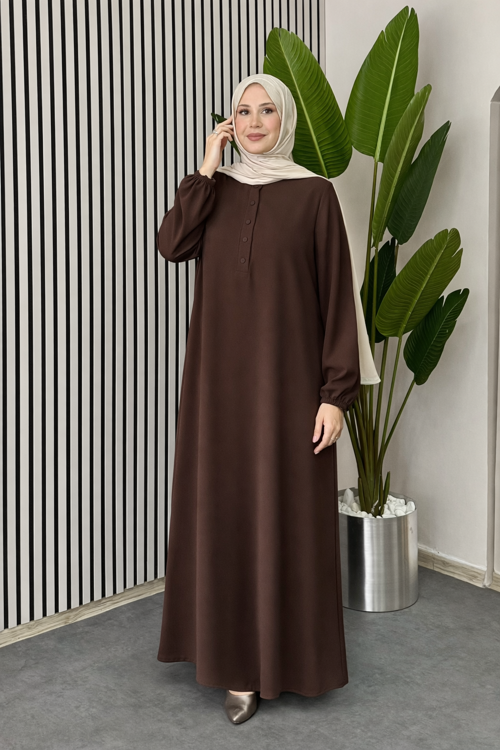 Efsun Elbise - Kahverengi