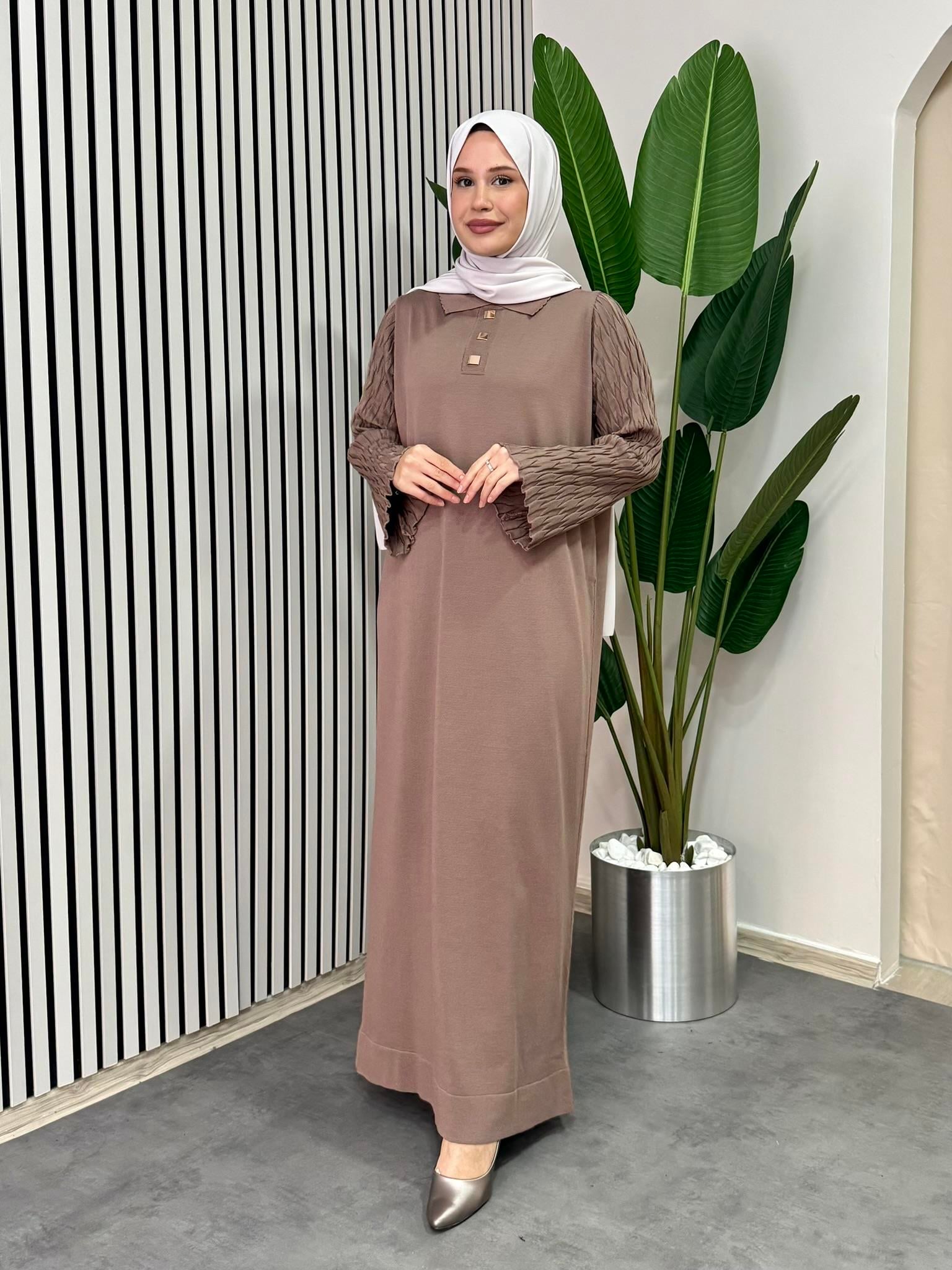 Nehir Triko Elbise - Sütlü Kahve