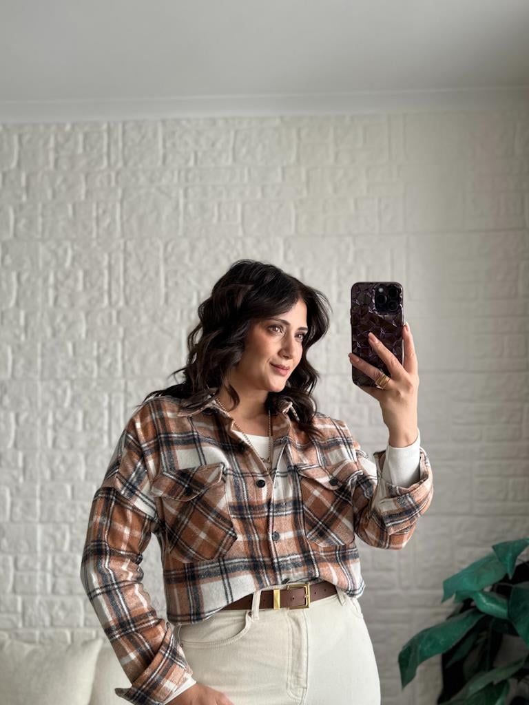 Camel Ekose Desen Oduncu Gömlek