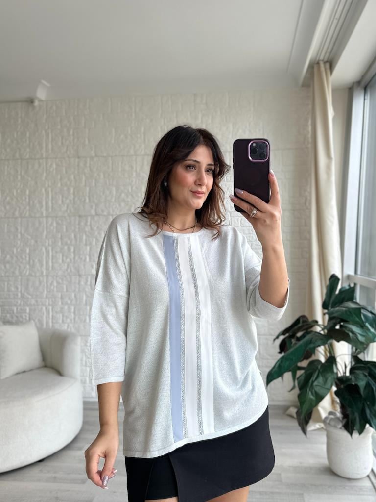 İtalyan Model Sim Geçişli Over Size Bluz