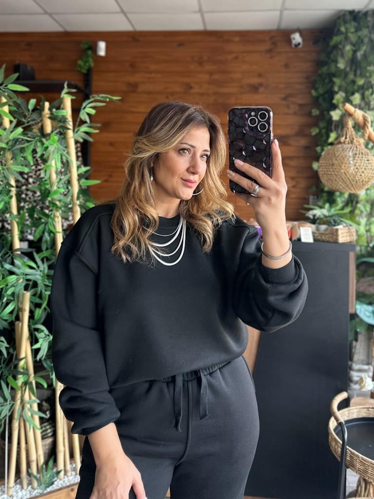 Lüks Kalite Omuzu Dikişli Oversize Basic Sweat Siyah