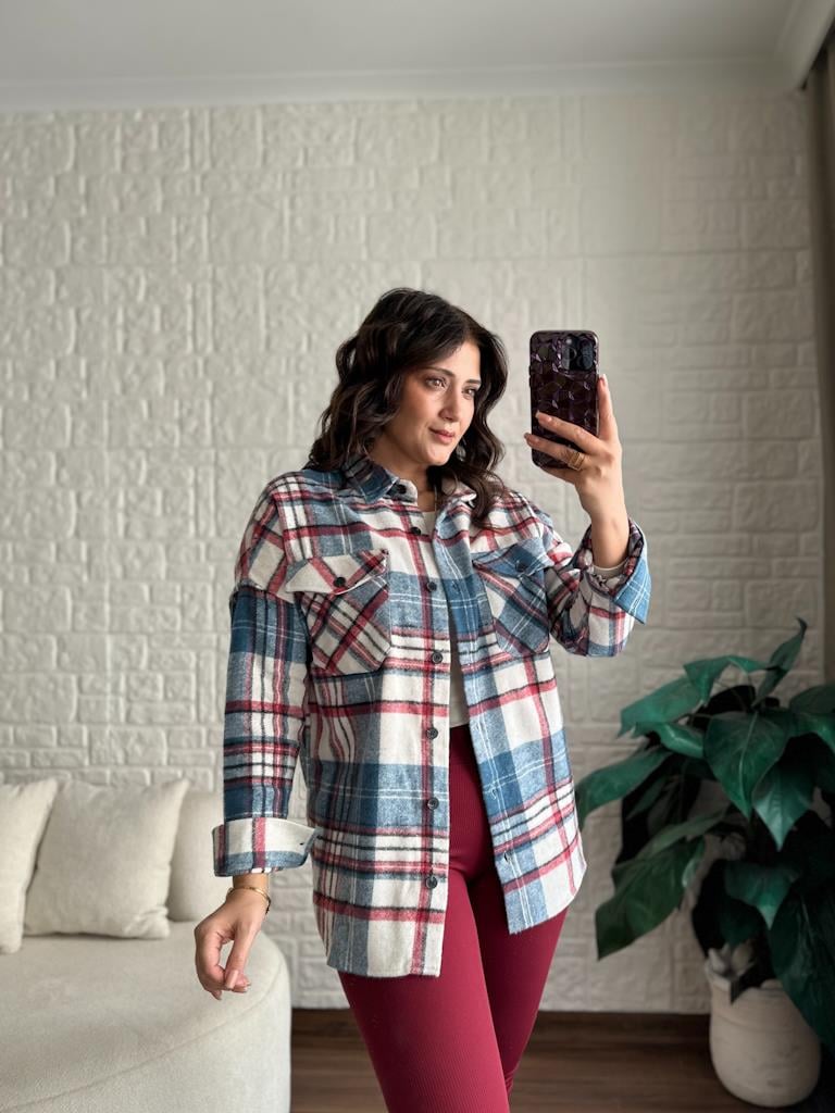 Mavi Ekose Desen Oduncu Gömlek