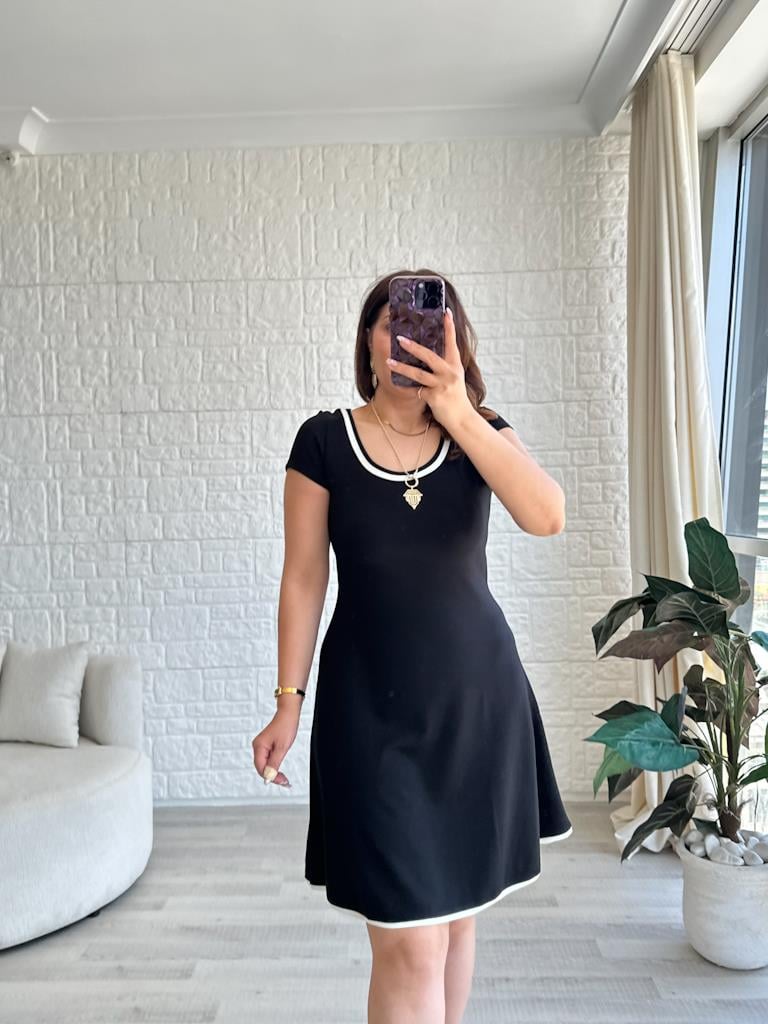 Modal Biye Detaylı Mini Boy Elbise