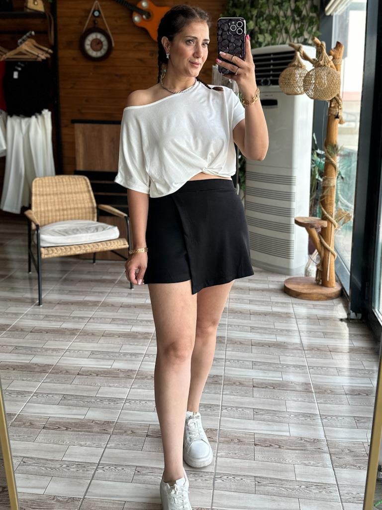 Modal Kumaş Oysh Şort Etek Siyah