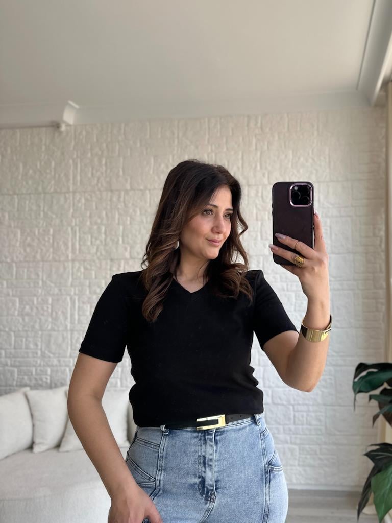 Orjinal Marka Basic Slim Kalıp Tişört Siyah