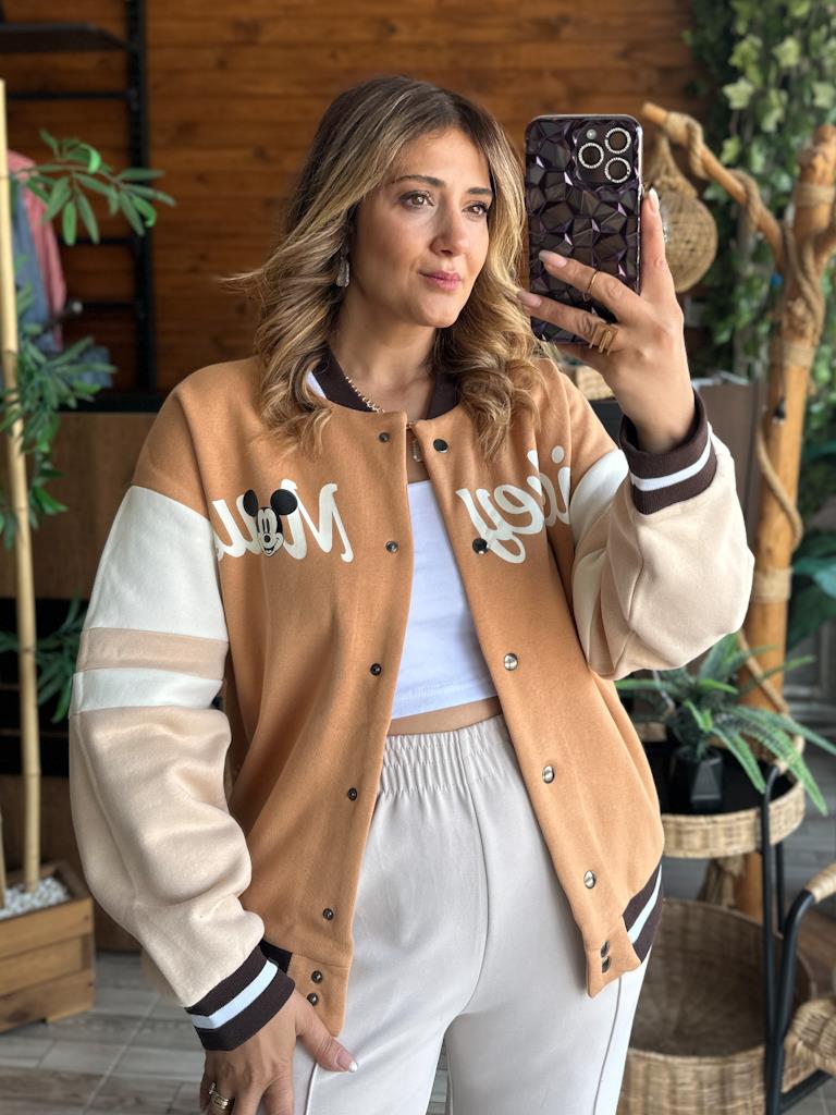 Orjinal Marka Kahve Krem Minie Kolej Ceket