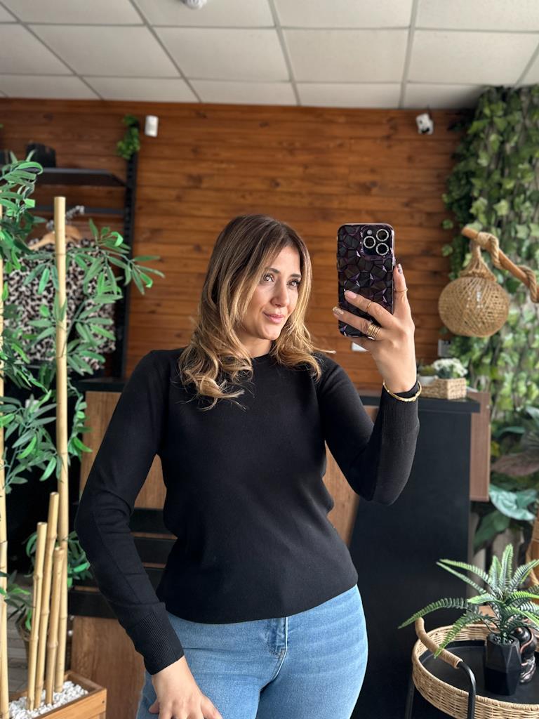 Orjinal Marka Sıfır Yaka İnce Triko Kazak