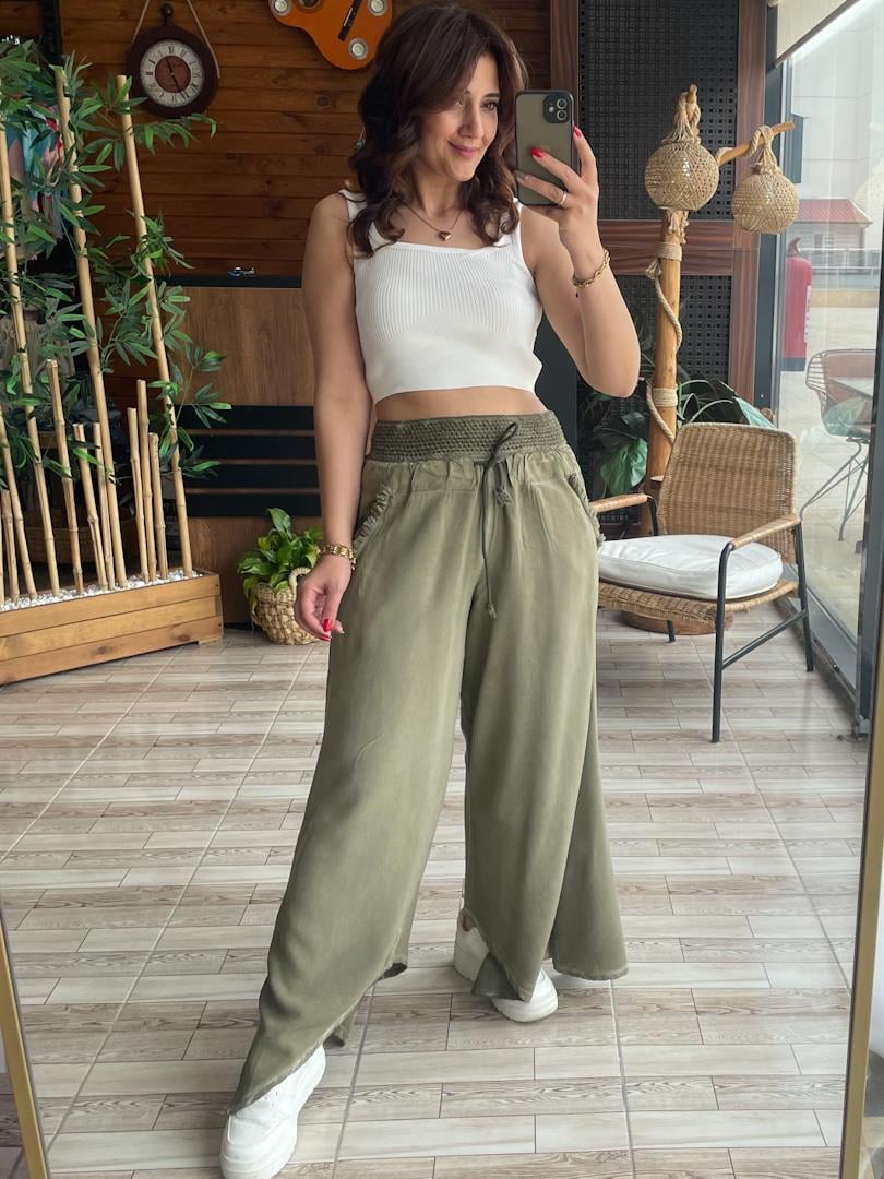 OTANTİK KETEN PANTOLON YEŞİL