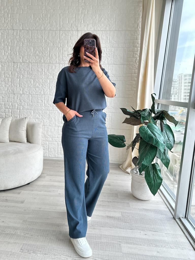 Overlok Dikişli Paris Pike Takım Füme