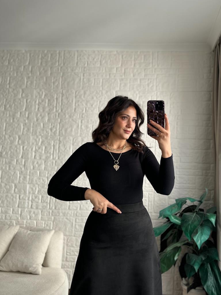 Oys Kayık Yaka Bluz Siyah