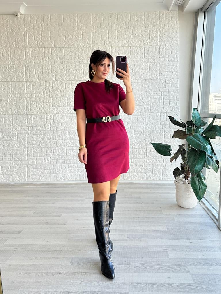 Premium Özel Üretim Nubuk Elbise Mürdüm