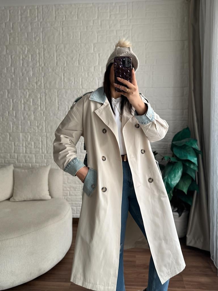 Premium Robin Jean Detay Trençkot Taş