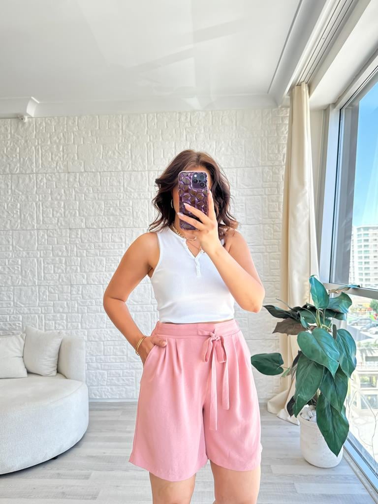 Pudra  Özel Üretim Arka Bel Lastikli İthal Aerobin Şort