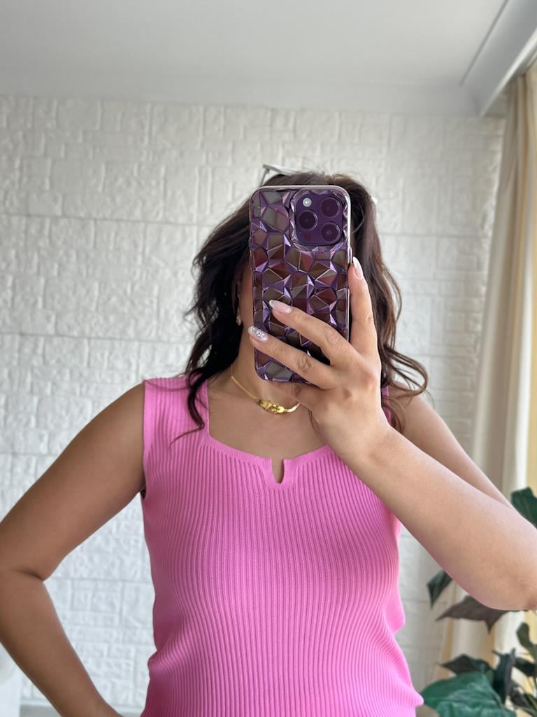 Pudra  V Yaka Detaylı Fitilli Full Likralı Bluz