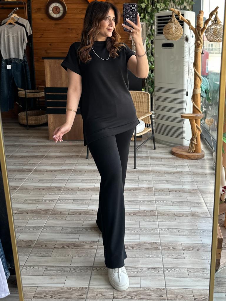 1. Sınıf Kalite Tok Oysh Kumaş Yırtmaçlı Sweat Palazzo Takım