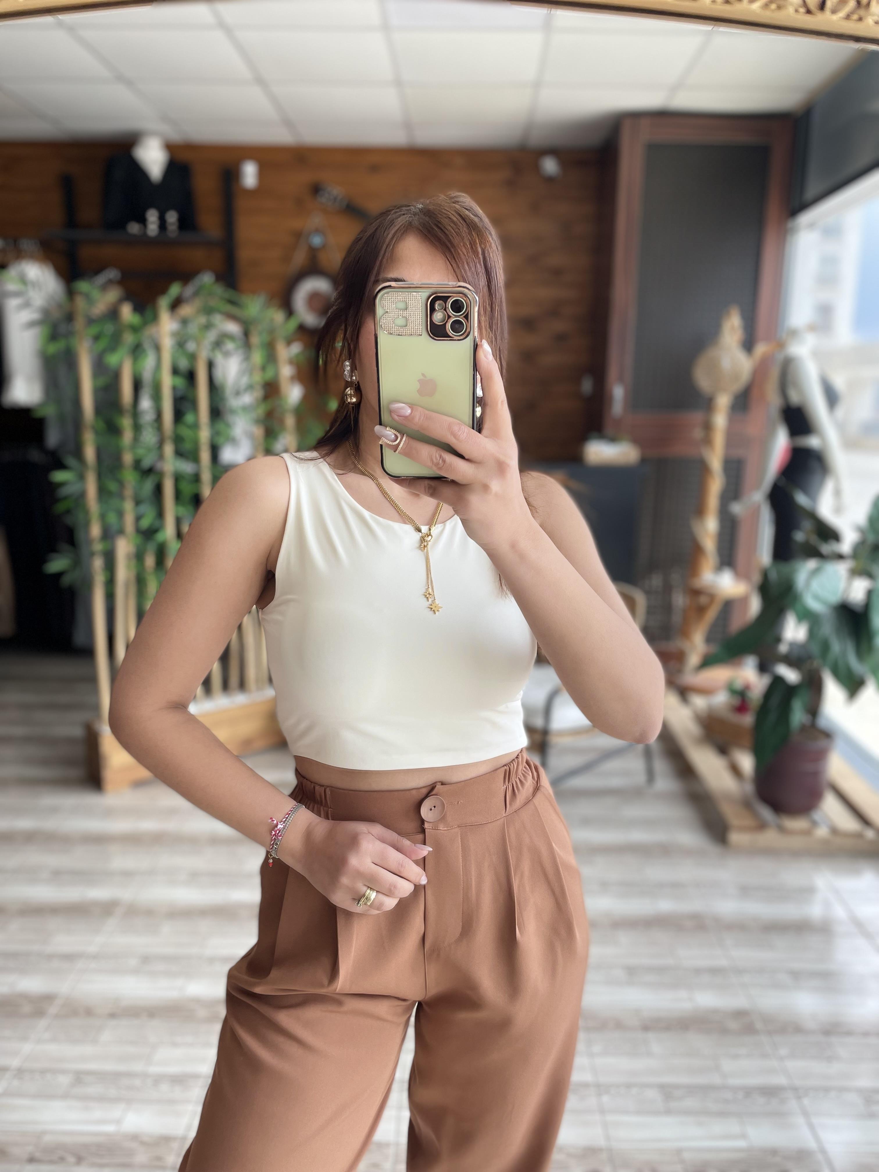 Beli Lastikli Şalvar Model Pantolon Kahverengi