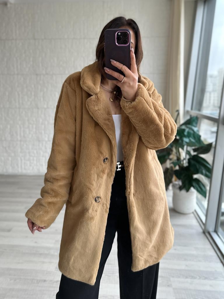 Camel Astarlı Pelüş Kaban