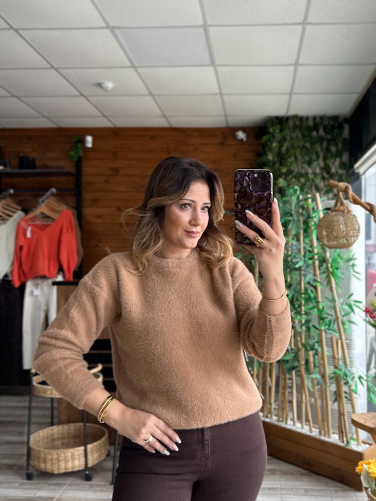 Camel Bisiklet Yaka Yumoş Triko Kazak