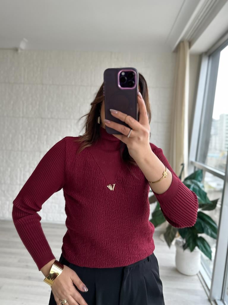 Chanel Armalı Lüks Kalite Bluz Bordo