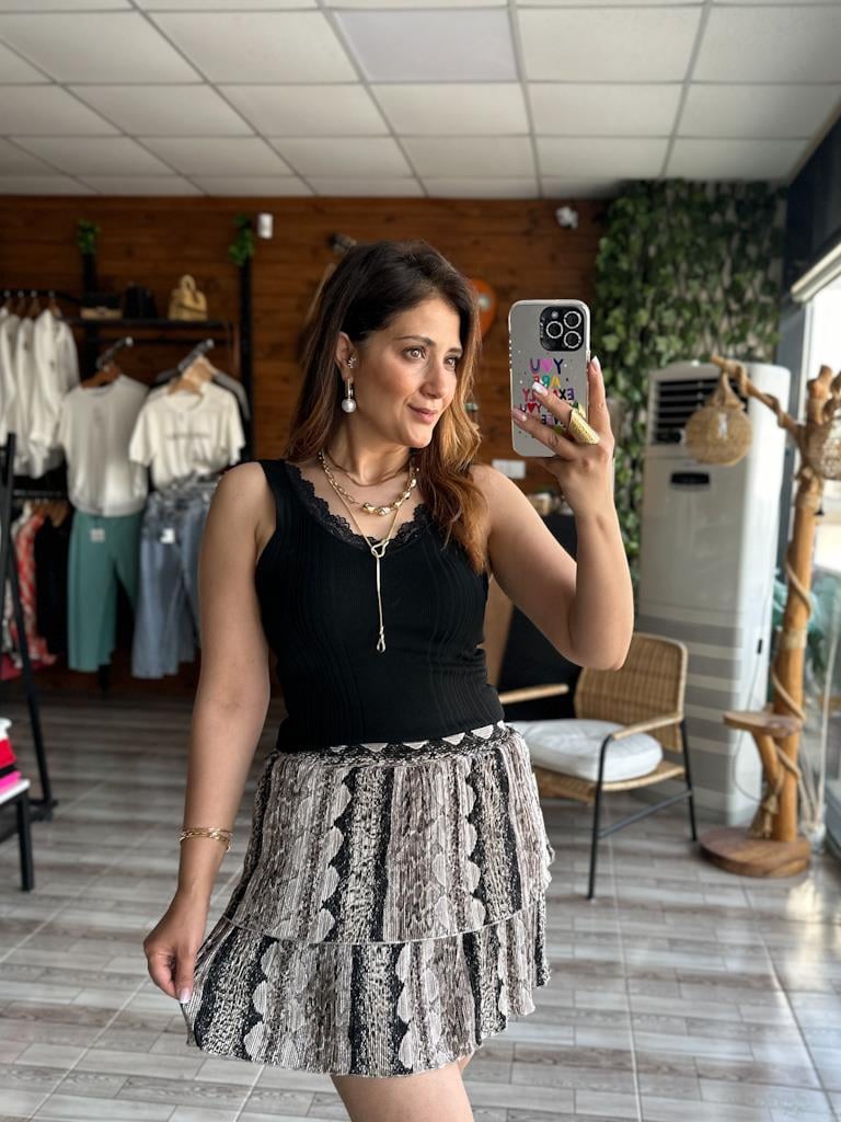 Çift Kat Akardion Pilise Kumaş Şort Etek