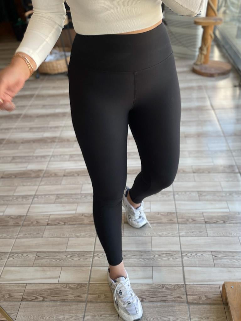 Çift Kat Dokuma Toparlayıcı Tayt Siyah