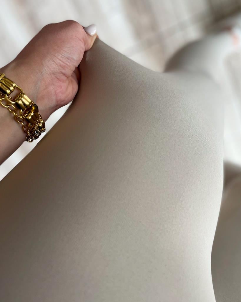 Çift Kat Dokuma Toparlayıcı Tayt Taş Renk