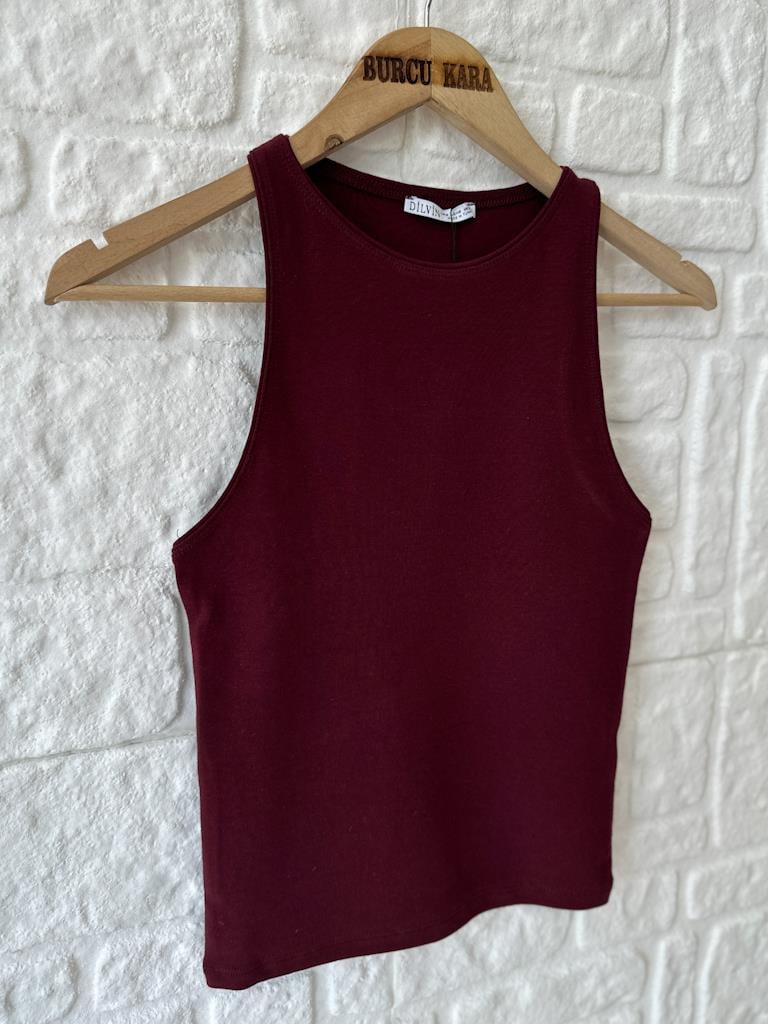 Dilvin Halter Yaka Tişört Bordo