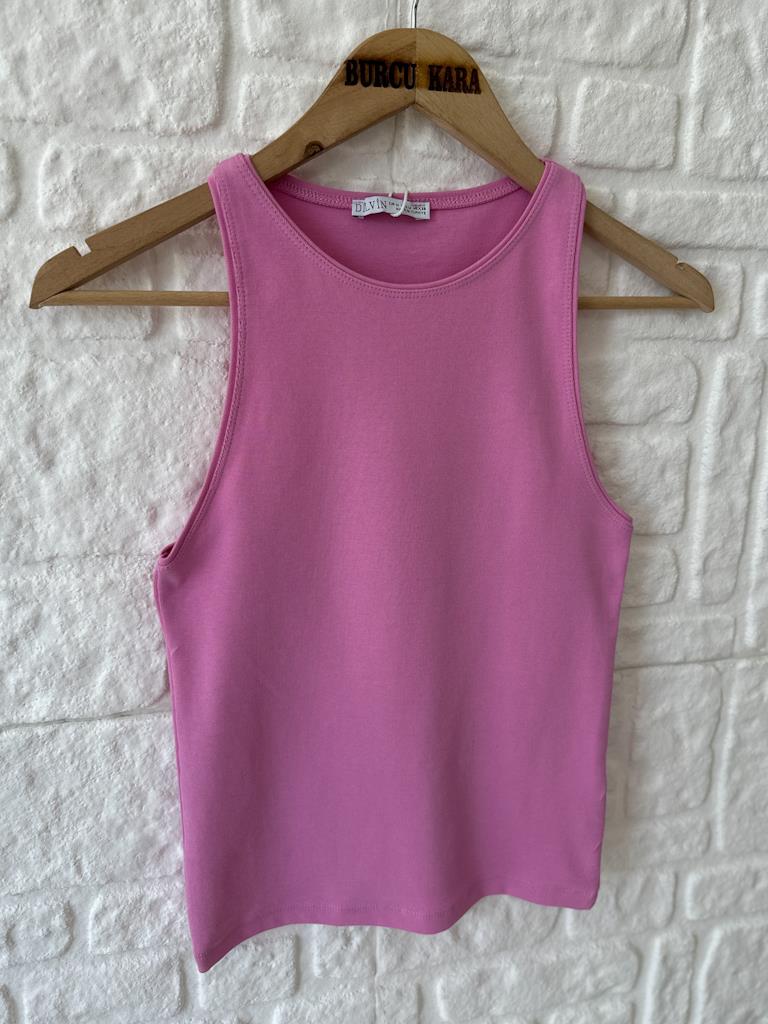 Dilvin Halter Yaka Tişört Pembe