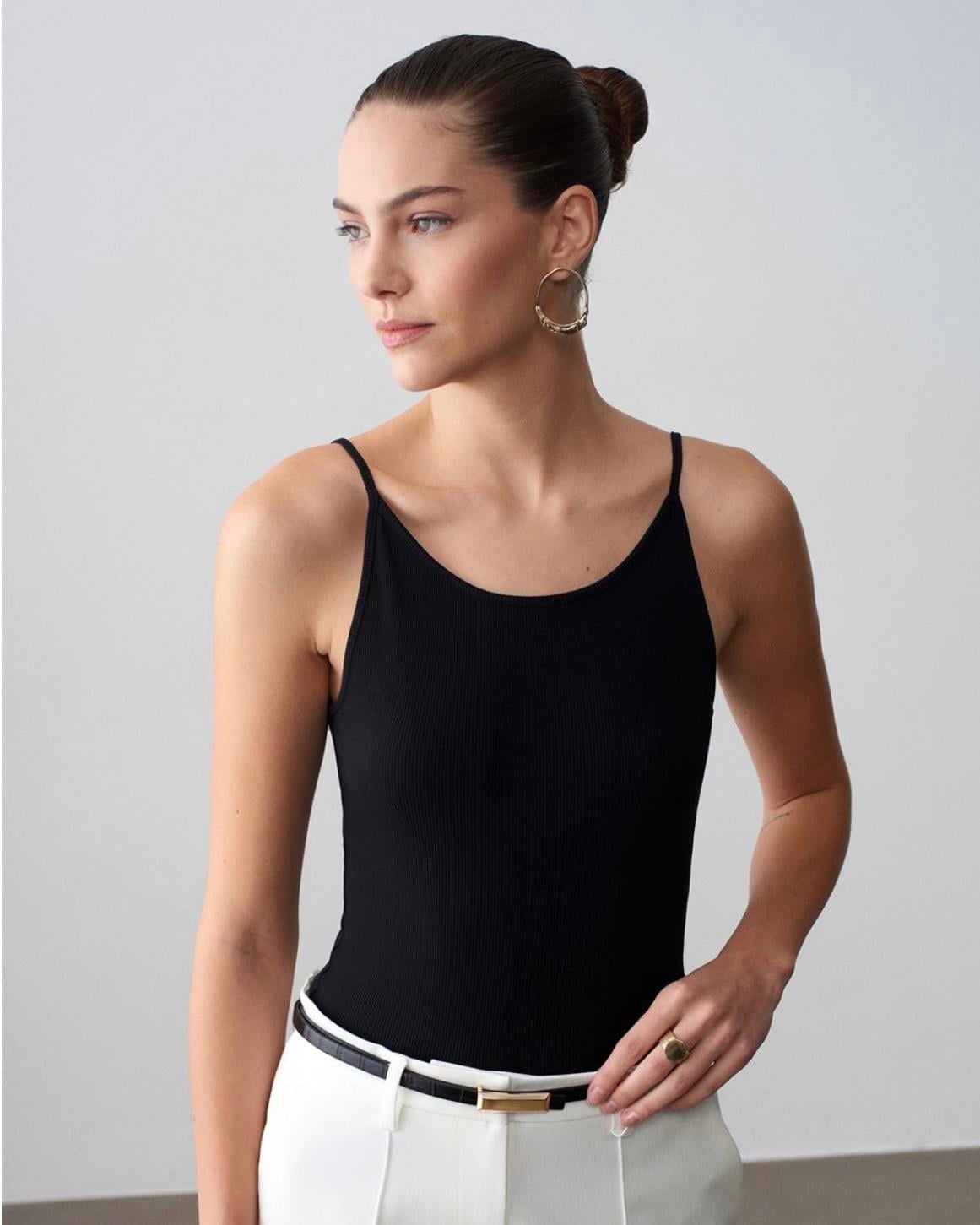 Dilvin İp Askılı Kaşkorse Atlet Siyah