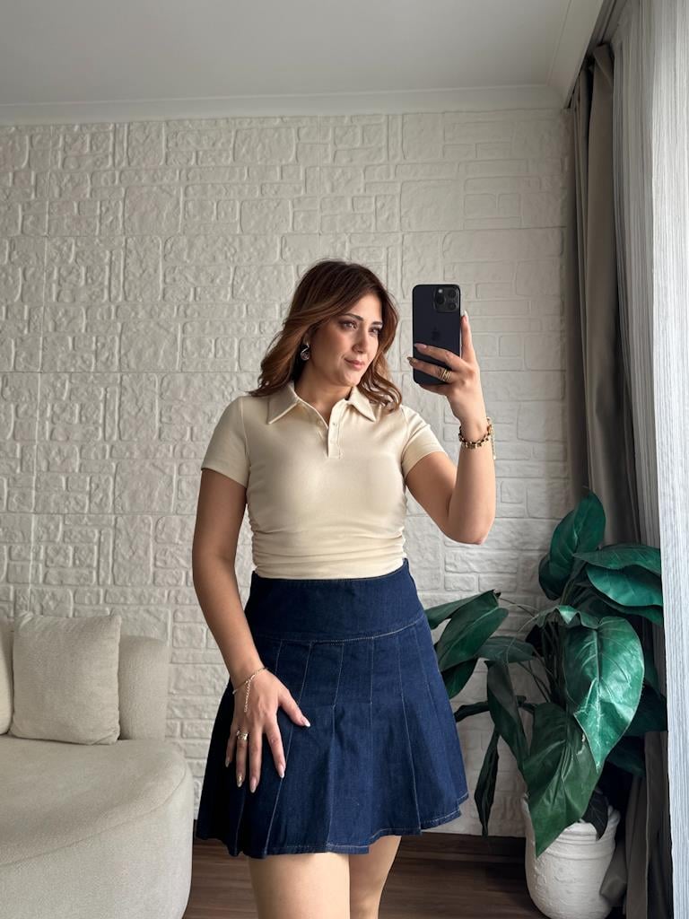 Dilvin Polo Yaka Bluz Taş