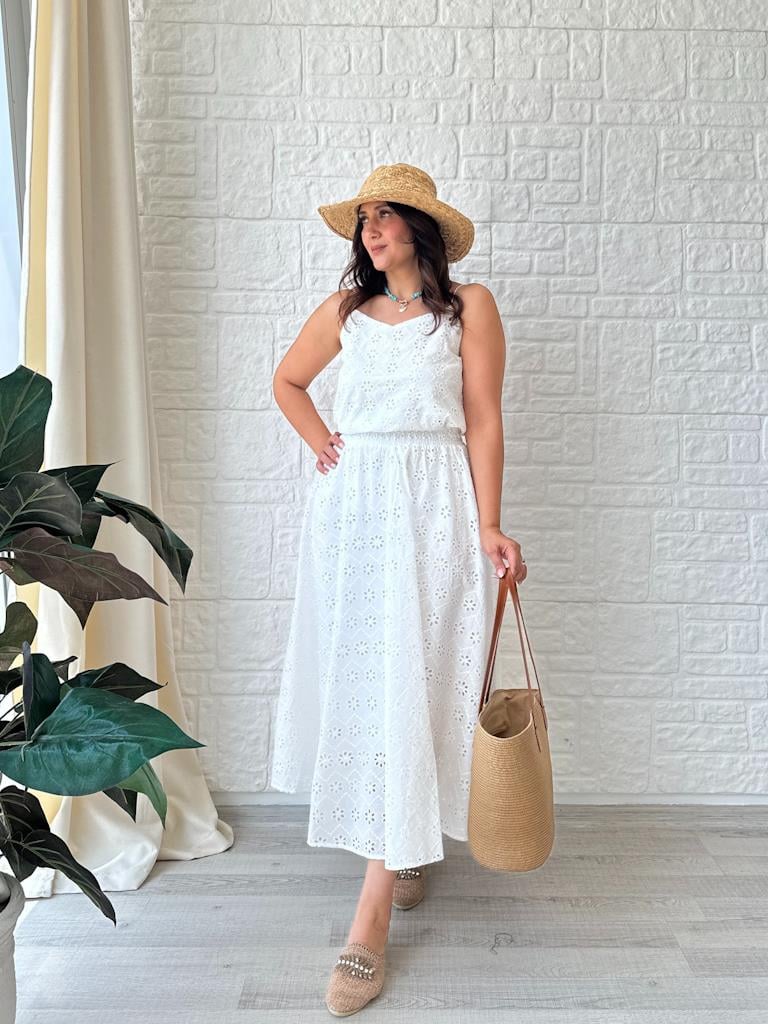 Fisto Kumaş Askılı Etek Bluz Takım