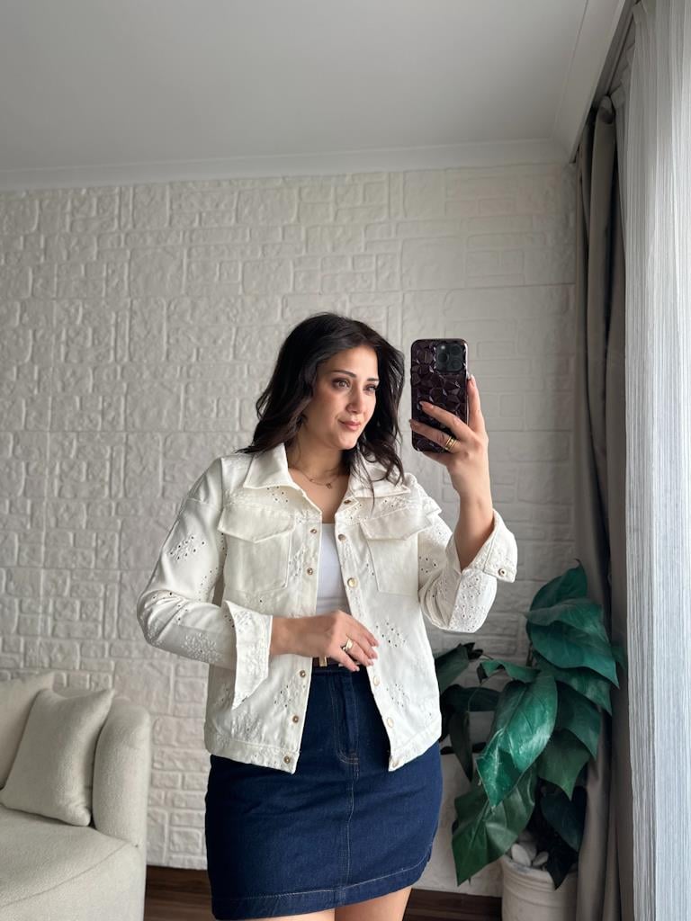 Fisto Nakışlı Jean Ceket