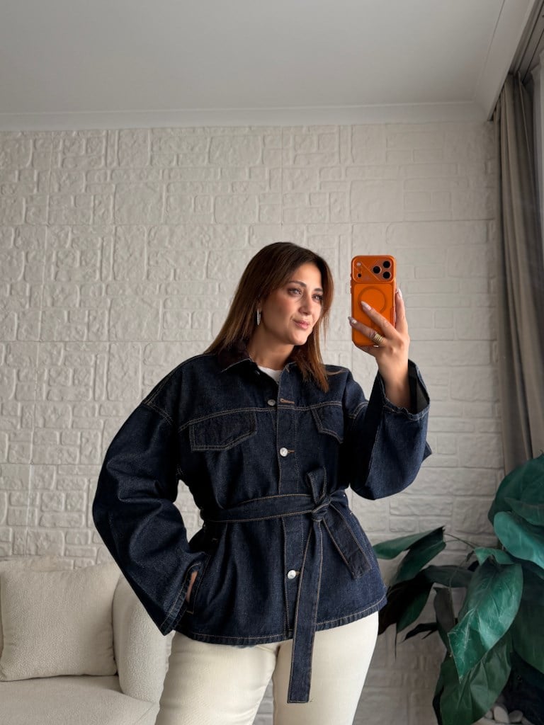 Kadife Yaka Geniş Kol Oversize Ceket