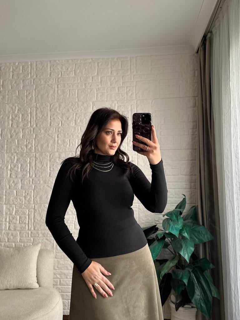 Karol Balıkçı Yaka Bluz Siyah