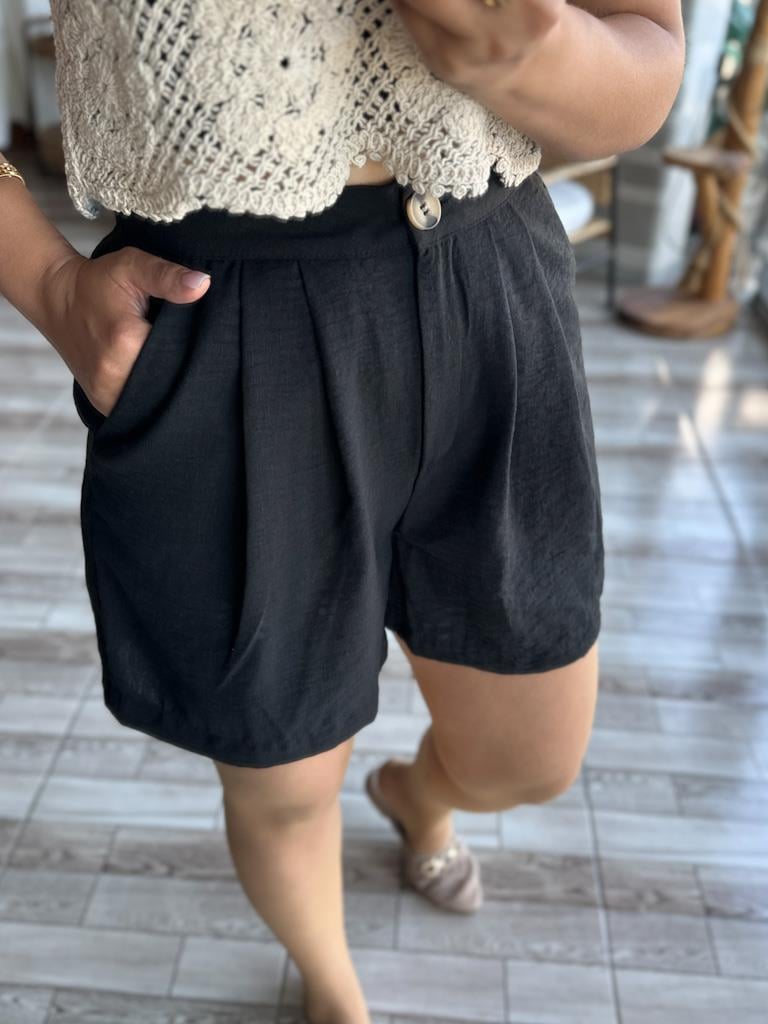 Lüks Kalite Siyah  Renk Pensli Şort