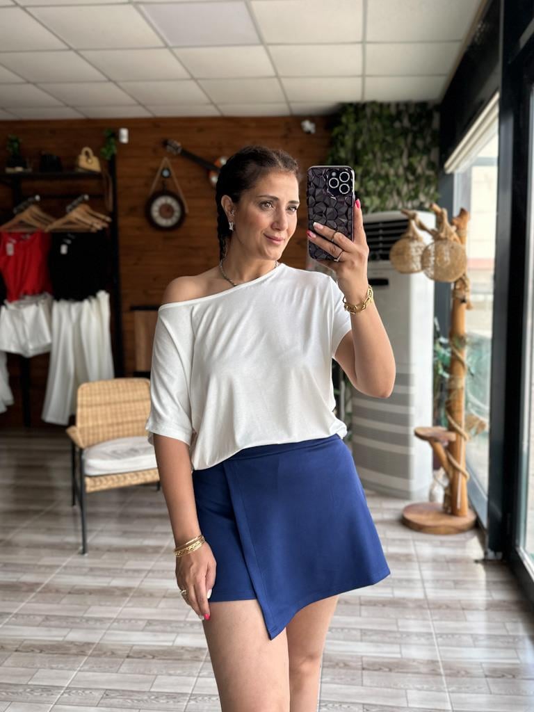 Modal Kumaş Oysh Sort Etek Lacivert