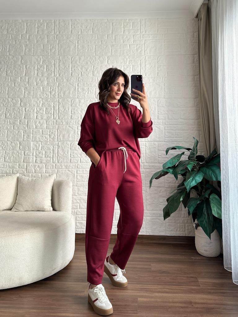 Modal Kumaş Salaş Kalıp Arma Detay Takım Bordo