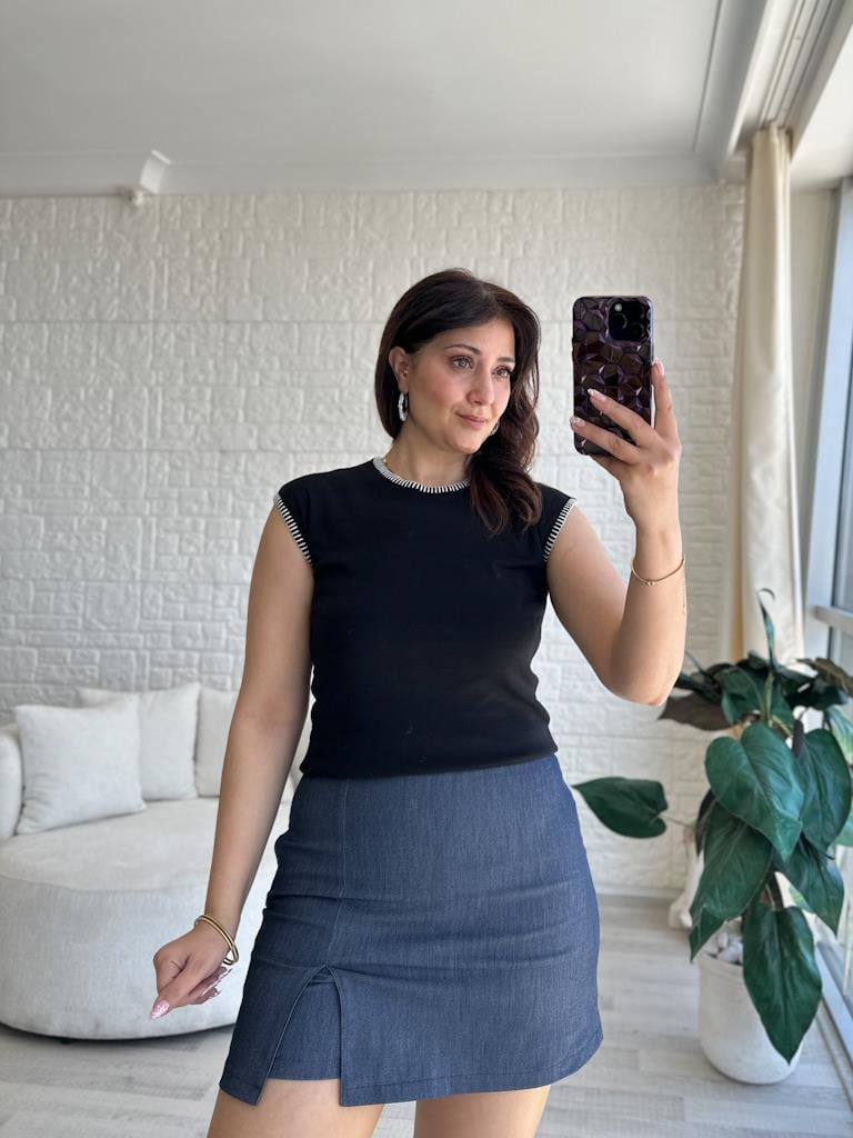 Orijinal Marka Dikiş Biyeli Premium Tişört Siyah