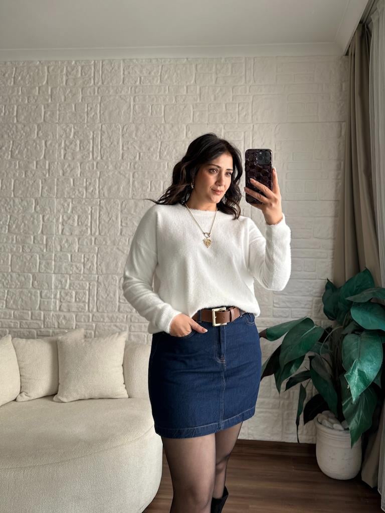 Orijinal Marka Kaşmir Kazak Beyaz